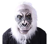 Babbuino Animale Per Testa Lattice Scimmia Casco Con Capelli Bianchi Per Halloween Horror Adulti Puntelli Babbuino