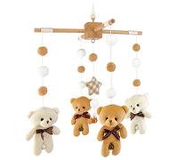 Babe Mobile Legno, Mobile Palle di Feltro, Ciondolo Orsacchiotto Bambino in Legno Campane per Letto Neonato, Mobile Musicale Letto Neonato, Decorazione Culla Ragazzo E Ragazza per la Camera dei
