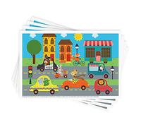 Babebay Tovagliette adesive usa e getta, confezione da 40 pezzi, per neonati e bambini, per ristoranti, 40 x 40 cm, tovagliette adesive per bambini, motivo: animali da guida (CDDWKC-LAI-0413)