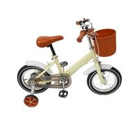 Babeenoo Bicicletta da 12 pollici, con ruote di supporto e cestello, regolabile in altezza, per bambini, con parafango e campanello, per bambini dai 2 ai 4 anni (giallo)