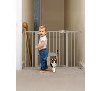 Babelio 73,7-121,9 cm - Barriera extra grande per bambini, con porta regolabile, montaggio a pressione e hardware, chiusura automatica, per scale, casa, porte
