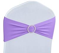 Babenest Spandex Chair Sashes Bows 30PCS Premium Stretch Chair Cover Band with Buckle Slider Universal Elastic Chair Ties for Wedding Party Ceremony Reception Banquet Decoration (Purple)
