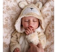 BABESIDE Bambole Reborn Femmina - 17 Pollici Bambola Realistica Dormiente Corpo in Vinile Intero, Che Beve e Fa la Pipì, Reborn Neonata con Accessori per Bambini di età 3+