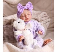 BABESIDE Bambole Reborn Femmina - Bambola Realistica da 17 Pollici che Dorme, Bambole Neonato con Corpo in Tessuto Morbido e Accessori, Regalo per Bambini dai 3 Anni in Su