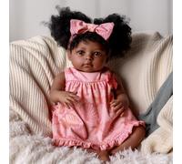 BABESIDE Bambole Reborn Nera - 20 Pollici Bambola Neonato Realistica con Corpo Morbido, Occhi Marroni, Reborn Femmina con Vestiti & Accessori, per Bambini dai 3 Anni