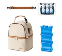 BABEYER Borsa refrigerante per latte materno con cacca refrigerante per 6 biberon fino a 270 ml, borsa termica per pompe latte materno con tracolla per madri che allattano, asilo, lavoro, viaggio,