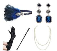 BABEYOND 1920s Flapper Accessori Gatsby Costume Accessori Set 20s Flapper Fascia Collana di Perle Guanti Supporto di Plastica, Set 126, taglia unica