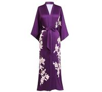 BABEYOND, abito a kimono, maxi accappatoio lungo da donna con stampa con rami di pero fioriti, ideale come copricostume in spiaggia, per un addio al nubilato, per le feste e come vestaglia da notte