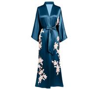 BABEYOND, abito a kimono, maxi accappatoio lungo da donna con stampa con rami di pero fioriti, ideale come copricostume in spiaggia, per un addio al nubilato, per le feste e come vestaglia da notte