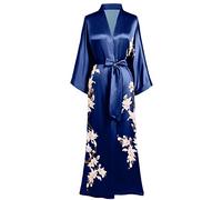 BABEYOND, abito a kimono, maxi accappatoio lungo da donna con stampa con rami di pero fioriti, ideale come copricostume in spiaggia, per un addio al nubilato, per le feste e come vestaglia da notte