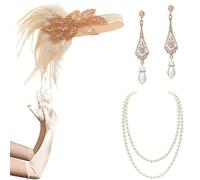 BABEYOND Accessori Anni 20 Donna, Vestiti Anni 20Costume Set, Gatsby 1920 Costumi Charleston Set, per Le Donne Collana Perle Guanti Lunghi Flapper Fascia