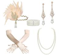 BABEYOND Accessori da donna anni '20 - Grande Gatsby, fascia per capelli, collana di perle, guanti da donna
