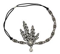 Babeyond - Accessorio per capelli ispirato al Grande Gatsby, in stile anni 20, con perle e motivo a forma di foglie, Argento, colore: Black, cod. BABEYOND-H-0042
