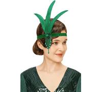 BABEYOND Anni '20s - Fascia per capelli da donna Gatsby anni '20, con piuma, colore: verde scuro