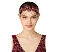 BABEYOND Anni '20s Gatsby Flapper - Fascia per capelli in stile anni '20, con strass, accessorio Charleston, da donna, colore: Rosso