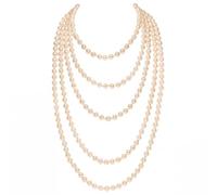 BABEYOND, collana alla moda con perle in stile imitazione, accessorio per costume Gatsby Art Deco, collana lunga con perle, 2er Pack, Plastica