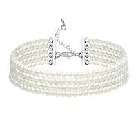 BABEYOND Collana Girocollo con Imitazione di Perle Collana Perle Donna Rotonda a Più Strati Collana Flapper Anni '20 Accessori