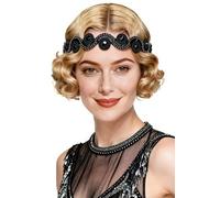 BABEYOND Copricapo Stile Flapper Per Donna - Fascia Pazzo Anni 20 Copricapo Stile Gatsby Anni 20 Accessori Vintage Da Donna Nero