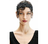 BABEYOND Fascia per capelli anni '20, stile anni '20, stile Grande Gatsby, accessorio per capelli vintage, colore nero
