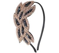 BABEYOND Fascia per capelli Art Déco anni '20 con strass neri (oro e nero)
