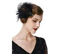 BABEYOND fascia per capelli da donna anni '20, stile Flapper Charleston e Grande Gatsby, per costume, accessorio, color nero