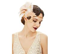 BABEYOND Fascia per capelli da donna con piume di pavone Gatsby Carnevale accessori per capelli champagne