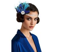 BABEYOND Fascia per capelli da donna in stile anni '20 anni '20 Charleston, accessorio per carnevale, blu
