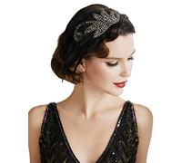 BABEYOND Fascia per Capelli Vintage Anni '20 Con Piume e Perline di Cristallo, Accessorio per Costume del Grande Gatsby, Accessori Ruggenti Anni '20 (Argento)
