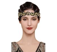 BABEYOND Flapper - Fascia per capelli da donna, stile anni '20, stile Gatsby, stile vintage, colore: nero e oro