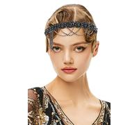 BABEYOND Flapper - Fascia per capelli stile anni '20, stile Gatsby, vintage, con strass, accessorio per capelli per matrimoni, balli scolastici, da donna, colore nero