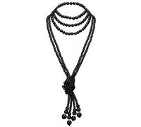 BABEYOND Gatsby - Collana lunga con perle a nodo, stile anni '20, 124,5 cm x 5,5 cm x 1,5 cm, colore: Nero