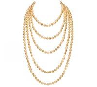 BABEYOND Gatsby - Collana lunga con perle e nodo, stile anni '20, 2-Pack, Perle finte