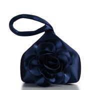 BABEYOND Pochette da donna - Borsa da sera in raso a forma di fiore, elegante borsetta da polso per feste, uso quotidiano e matrimonio, Navy