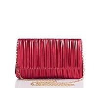 BABEYOND Pochette da donna - Borsa da sera pieghettata con patta pochette per feste formali, cocktail, balli studenteschi, matrimoni, Rosso