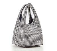 BABEYOND Pochette da donna - Borsa da sera scintillante glitterata con strass borsa portatile per feste, balli di fine anno e matrimoni, Argento, Taglia unica