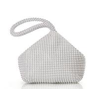BABEYOND Pochette Donna Argento Strass Clutch Cerimonia Borsetta da Sera Elegante Borsa per Matrimonio Party Sposa(Perle d'argento)