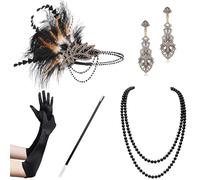 BABEYOND Set di accessori per costume da donna Gatsby 1920s, con fascia e collana, guanti