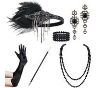 BABEYOND Set di accessori per costume da donna Gatsby 1920s, con fascia e collana, guanti