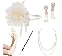 BABEYOND Set di accessori per costume da donna Gatsby 1920s, con fascia e collana, guanti