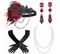 BABEYOND Set di accessori per costume da Gatsby 1920s, composto da fascia per collana, guanti e portasigarette