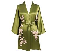 BABEYOND - Vestaglia da donna con stampa floreale, accappatoio estivo, kimono corto, in raso, da donna, da spiaggia, verde, Taglia unica
