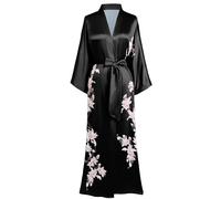 BABEYOND Vestaglia Donna Kimono con Stampa Floreale e Rami, Maxi Lungo, Accappatoio da Bagno con Fiori di Pero, Giacca da Spiaggia, Vestaglia da Sposa per la Notte