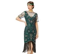 BABEYOND Vestito Anni 20 Donna con Paillettes e Frange in Rilievo, 1920s Abito Vestito Charleston Donna, Il Grande Gatsby Vestiti Donna