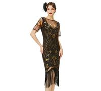 BABEYOND Vestito Anni 20 Donna con Paillettes e Frange in Rilievo, 1920s Abito Vestito Charleston Donna, Il Grande Gatsby Vestiti Donna