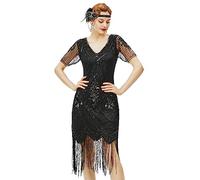BABEYOND Vestito Anni '20 Donna con Paillettes, Perline e Frange Il Grande Gatsby Vestiti Donna Abito da Flapper Anni '20