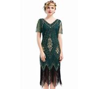 BABEYOND Vestito Anni '20 Donna con Paillettes, Perline e Frange Il Grande Gatsby Vestiti Donna Abito da Flapper Anni '20