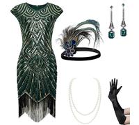 Babeyond Vestito Charleston da Donna, Stile Gatsby Anni '20, con Perline e Frange, X-Small