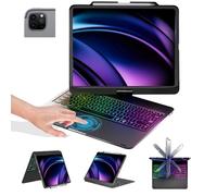 BABG Custodia con tastiera per iPad Air 13" (M3/M2) e iPad Pro 13, iPad Pro 12,9 (6a/5a/4a/3a generazione) custodia con tastiera, girevole a 360°, touchpad, retroilluminato, ricarica a matita, nero
