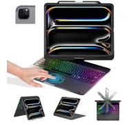 BABG Custodia con tastiera per iPad Air 13" (M3/M2) e iPad Pro 13, iPad Pro 12,9 (6a/5a/4a/3a generazione) custodia con tastiera, girevole a 360°, touchpad, retroilluminato, ricarica matita, nero