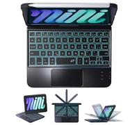 BABG Custodia con tastiera per iPad mini 7 (8,3"), multi-touchpad, girevole a 360°, retroilluminazione a 7 colori, batteria grande, tastiera wireless per iPad mini di 7a/6a generazione, colore nero